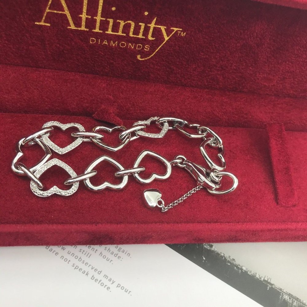 Authentic Affinity Diamonds Sterling Silver Hearts Bracelet - Picture 11 of 12